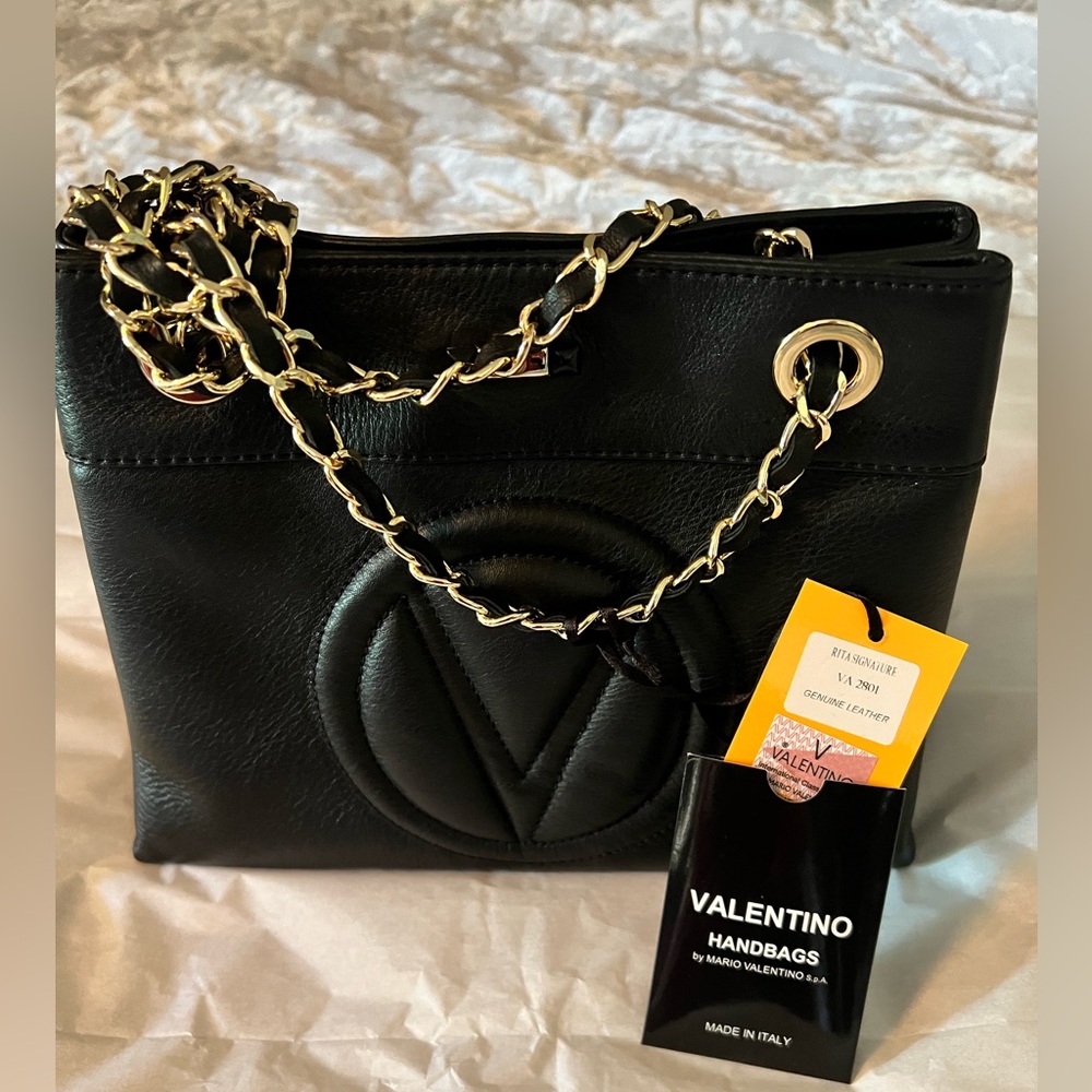 NWT VALENTINO BY MARIO VALENTINO LEATHER  RITA SIGNATURE BLACK SHOULDER BAG - Picture 3 of 15